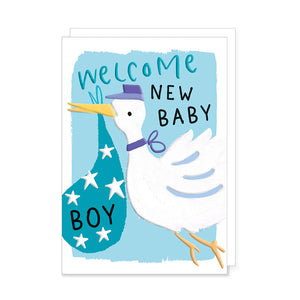 Welcome New Baby Boy - Stork